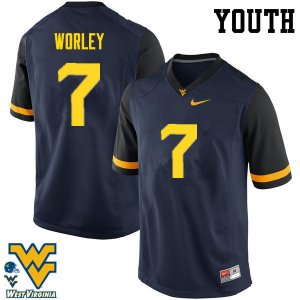 Youth West Virginia Mountaineers NCAA #7 Daryl Worley Navy Authentic Nike Stitched College Football Jersey HT15Y76PV